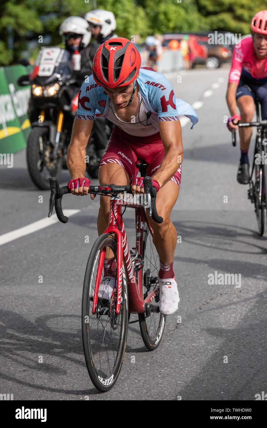 20.6.2019 - lice de la Satge 6 du Tour de Suisse, 300 mètres avant la ligne d'arrivée dans la région de Flumserberg Flums, Suisse. Banque D'Images