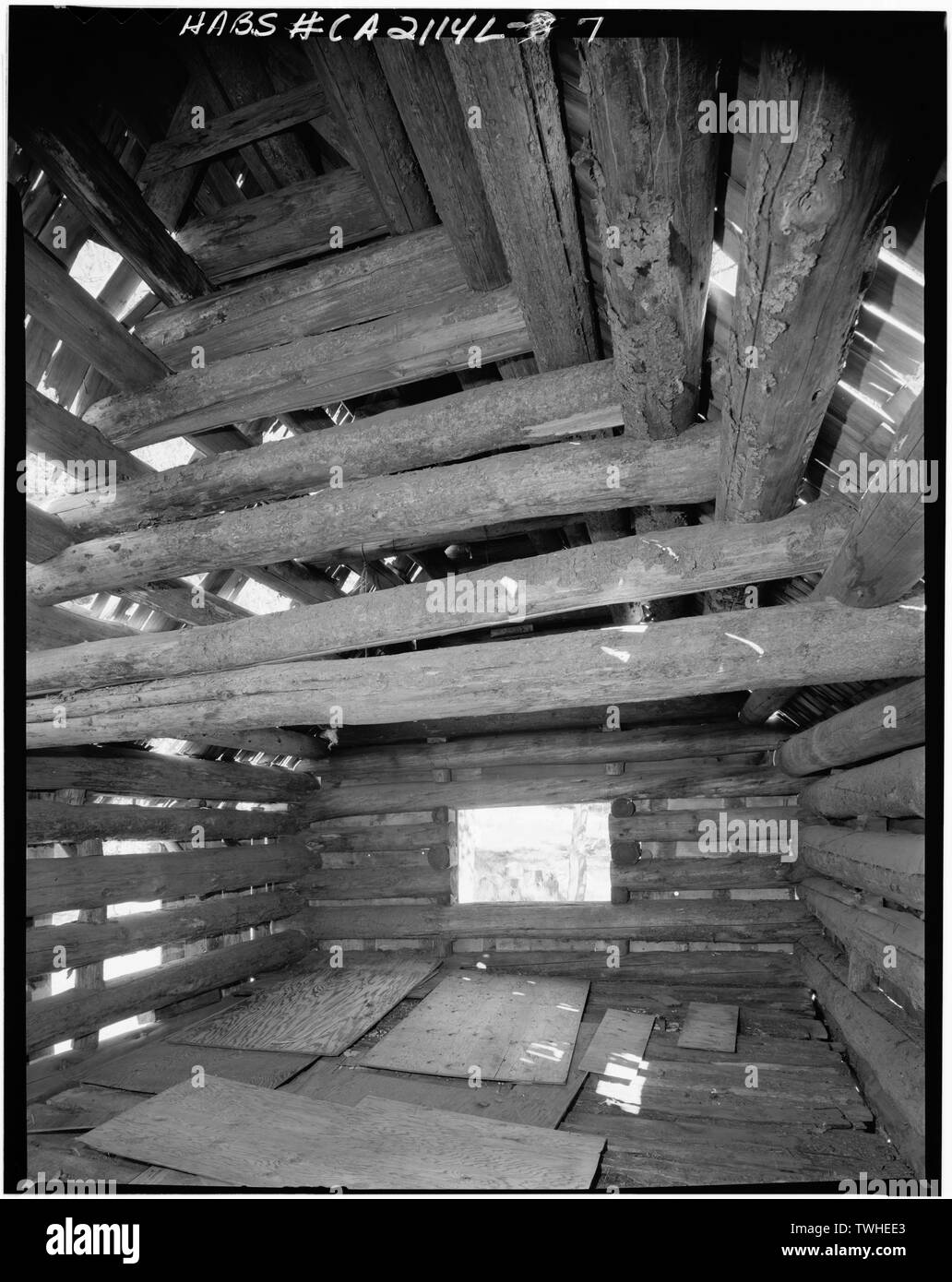 Deuxième étage Intérieur - Lassen Volcanic National Park, Warner Valley grange à foin, minéral, comté de Tehama, CA Banque D'Images
