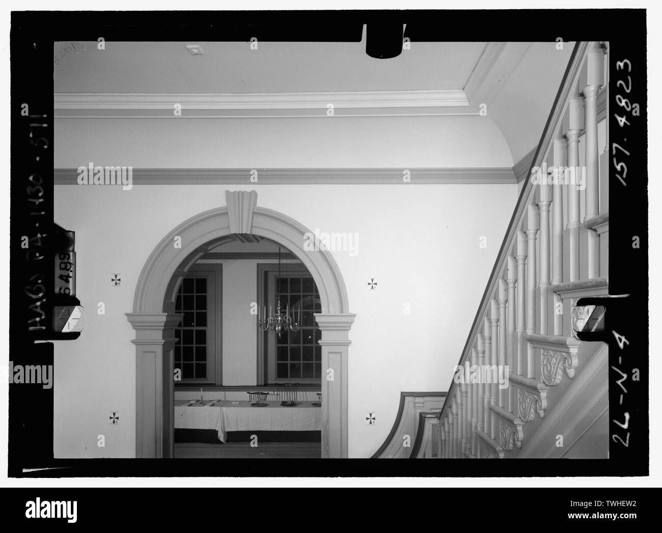 Deuxième étage Hall ; le mur nord, EN HAUT À DROITE. Couple stéréoscopique sur plaque de verre nombre PA-1430-139 LC-HABS-GS05-2L-N-4 157,4823. La gauche (imprimé) - l'indépendance Hall, l'Independence Hall, 500 Chestnut Street, Philadelphie, comté de Philadelphie, PA Banque D'Images