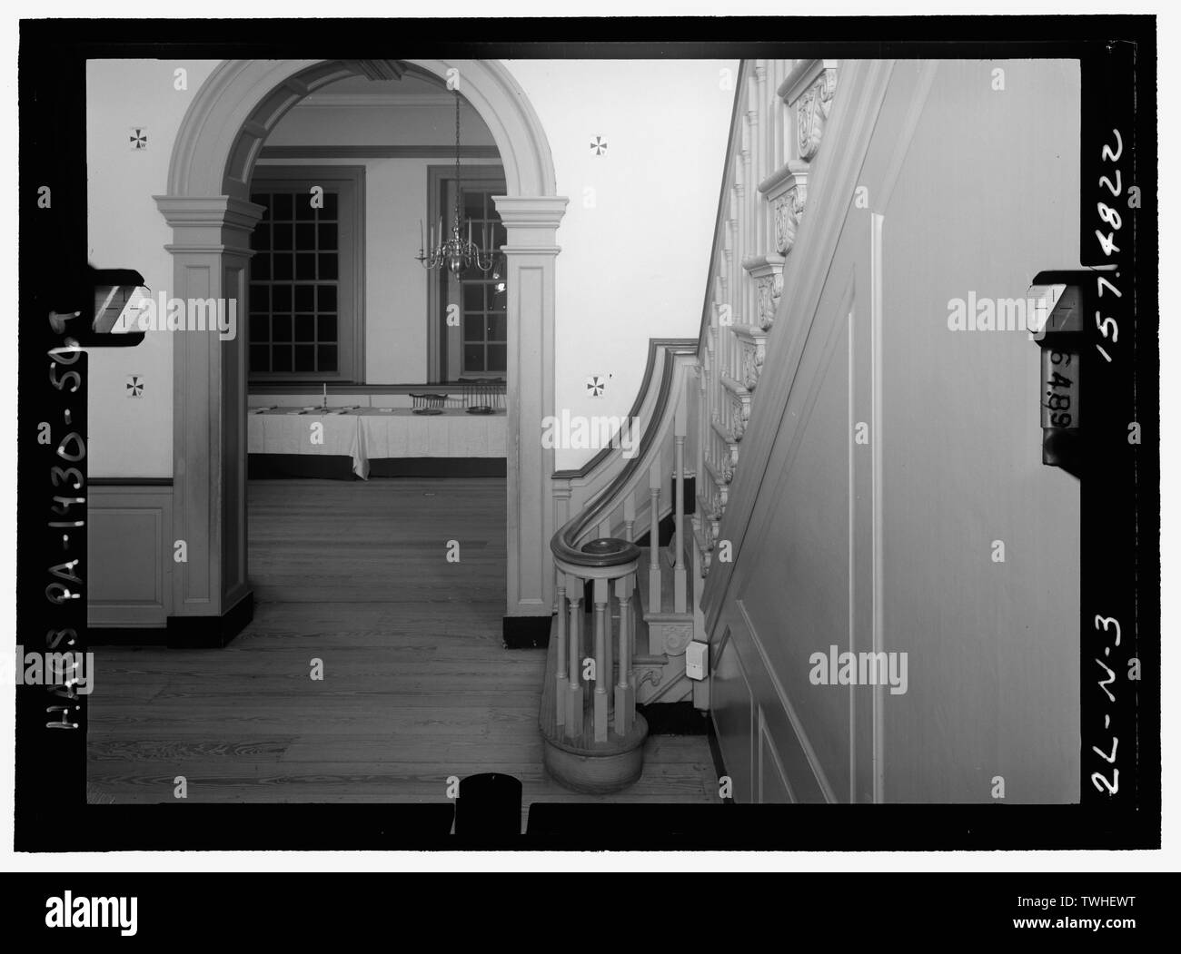 Deuxième étage Hall ; le mur nord, en bas à droite. Couple stéréoscopique sur plaque de verre nombre PA-1430-139 LC-HABS-GS05-2L-N-3 157,4822. La gauche (imprimé) - l'indépendance Hall, l'Independence Hall, 500 Chestnut Street, Philadelphie, comté de Philadelphie, PA Banque D'Images