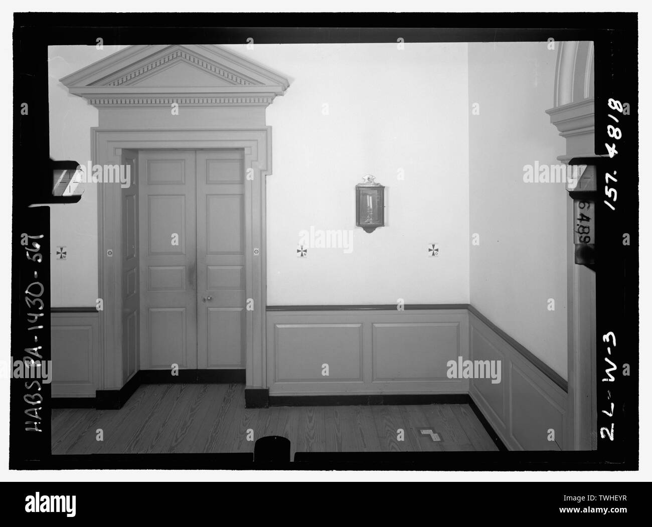 Deuxième étage Hall ; le mur ouest, en bas à droite. Couple stéréoscopique sur plaque de verre nombre PA-1430-139 LC-HABS-GS05-2L-W-3 157,4818. La gauche (imprimé) - l'indépendance Hall, l'Independence Hall, 500 Chestnut Street, Philadelphie, comté de Philadelphie, PA Banque D'Images