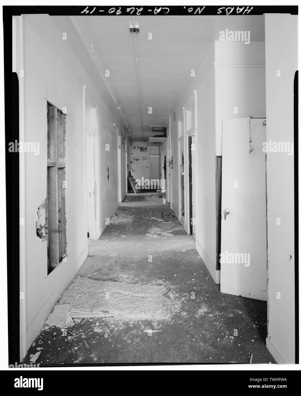 Deuxième étage Vue, couloir principal, EXPOSÉ NORD - Burnett Nurse's Home, 120 North Howard Street, Fresno, comté de Fresno, CA Banque D'Images
