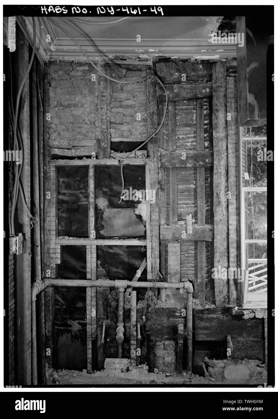 Deuxième étage, DÉTAIL MONTRANT LA STRUCTURE DU MUR INTÉRIEUR, AU SUD-OUEST - Gracie Mansion, Carl Schurz Park, East soixante-huitième Street, New York, New York County, NY Banque D'Images