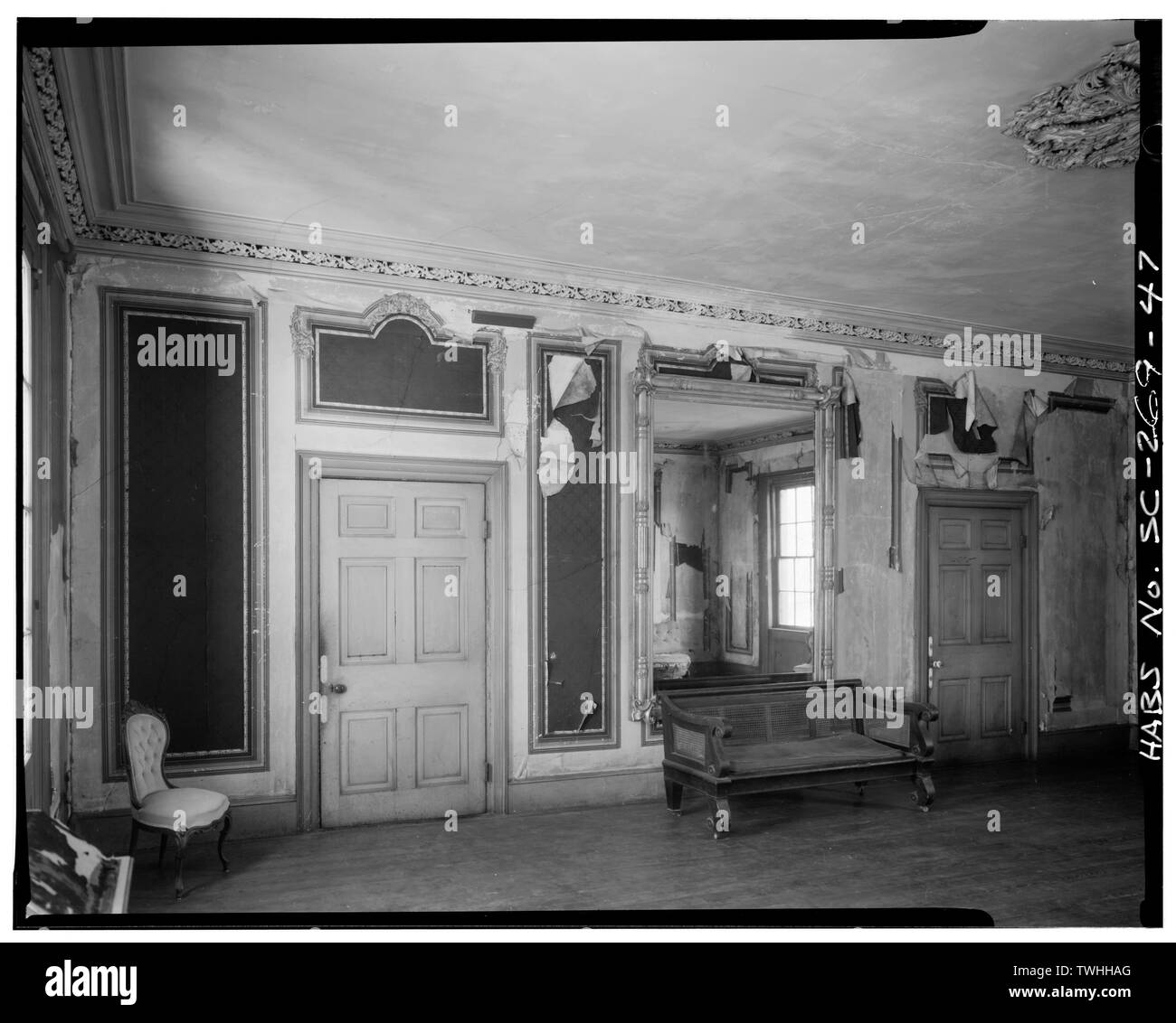 Deuxième étage, à l'EST CHAMBRE, MUR OUEST - Maison Robinson-Aiken, 48 Elizabeth Street, Charleston, Charleston County, SC ; Robinson, John ; Aiken, William ; Aiken, William ; Clemson University, Département d'Architecture, répondant ; Lee, Peter, faculté répondant ; Gibson, Reginald Lee ; Fava, Ernest Edward, délinéateur Banque D'Images