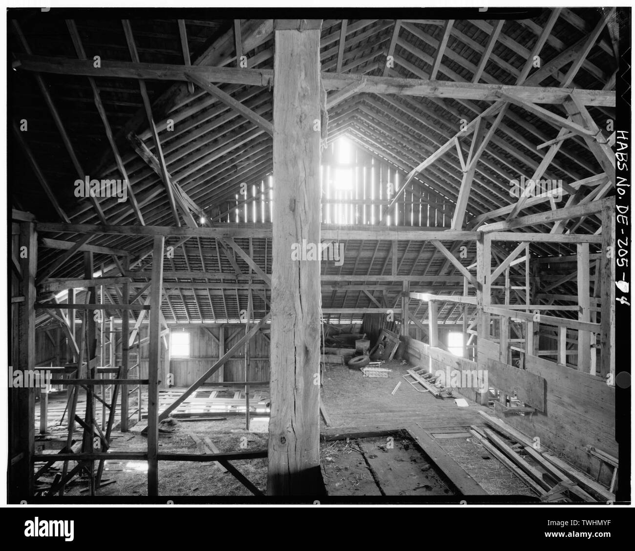 Deuxième niveau, À L'ORIGINE PAR ZONE de grange à foin - Corner Ketch Barn, Route 290, Corner Ketch, comté de New Castle, DE Banque D'Images