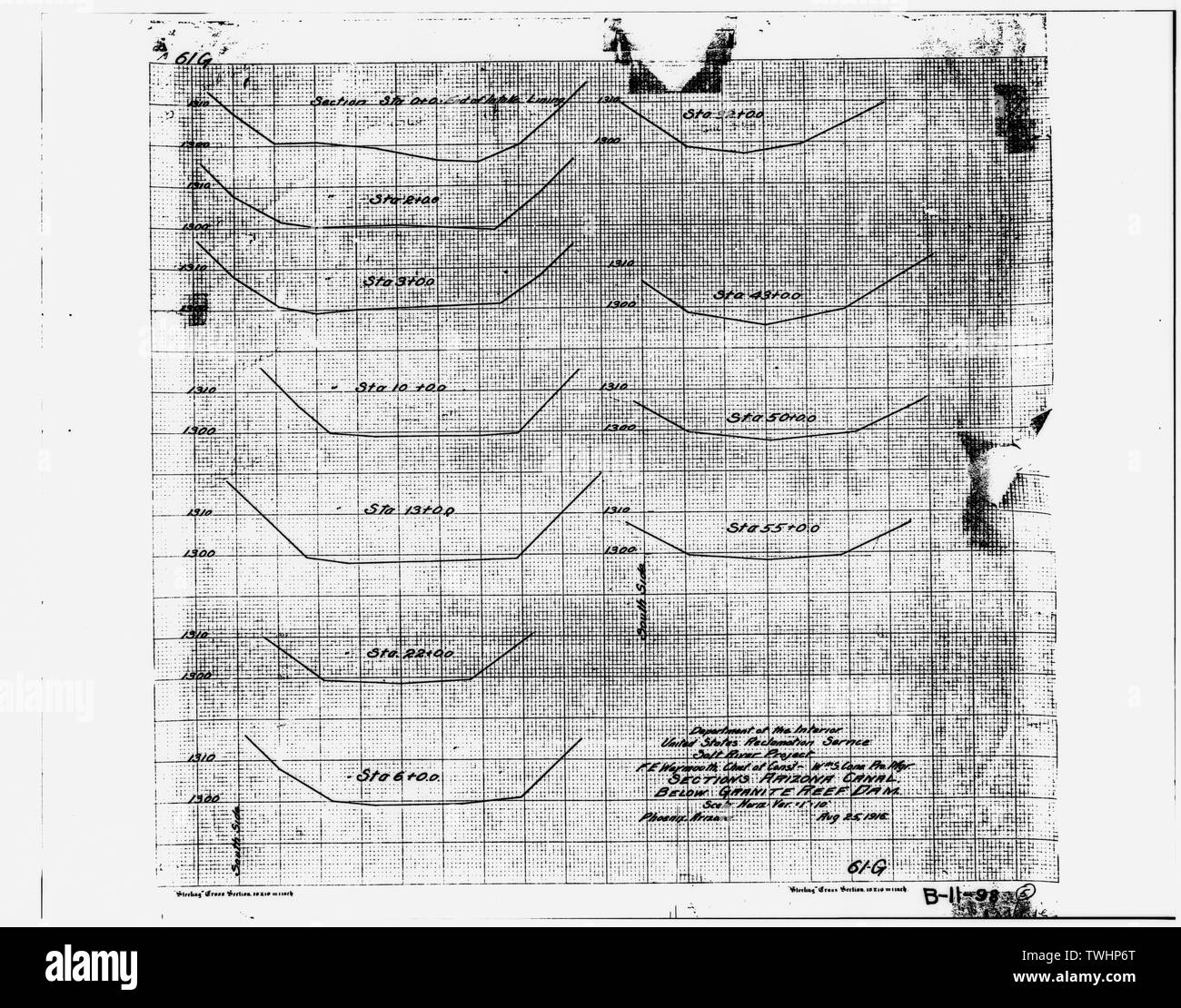 SECTIONS DU CANAL DE L'ARIZONA AU-DESSOUS DU BARRAGE DE Récif de granit, le 25 août 1916 - Canal de l'Arizona, au nord de Salt River, Phoenix, comté de Maricopa, AZ Banque D'Images