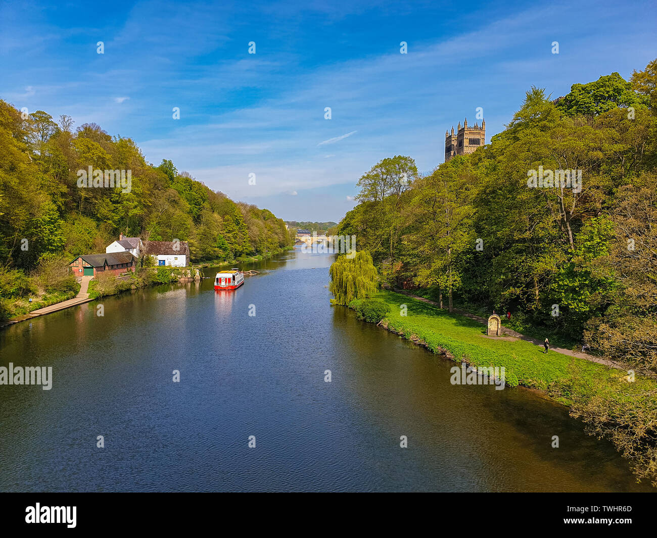 Belle scène de l'usure de la rivière au printemps dans la région de Durham, Royaume-Uni Banque D'Images