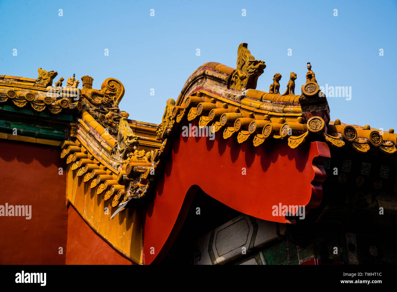 La décoration du pavillon impérial dans la cité interdite Banque D'Images