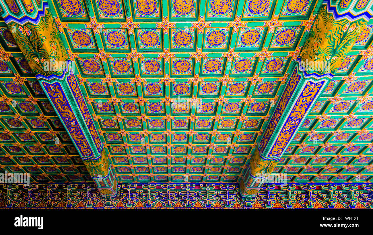 Décoration d'intérieur avec la longévité modèle dans la ville interdite à Beijing Banque D'Images