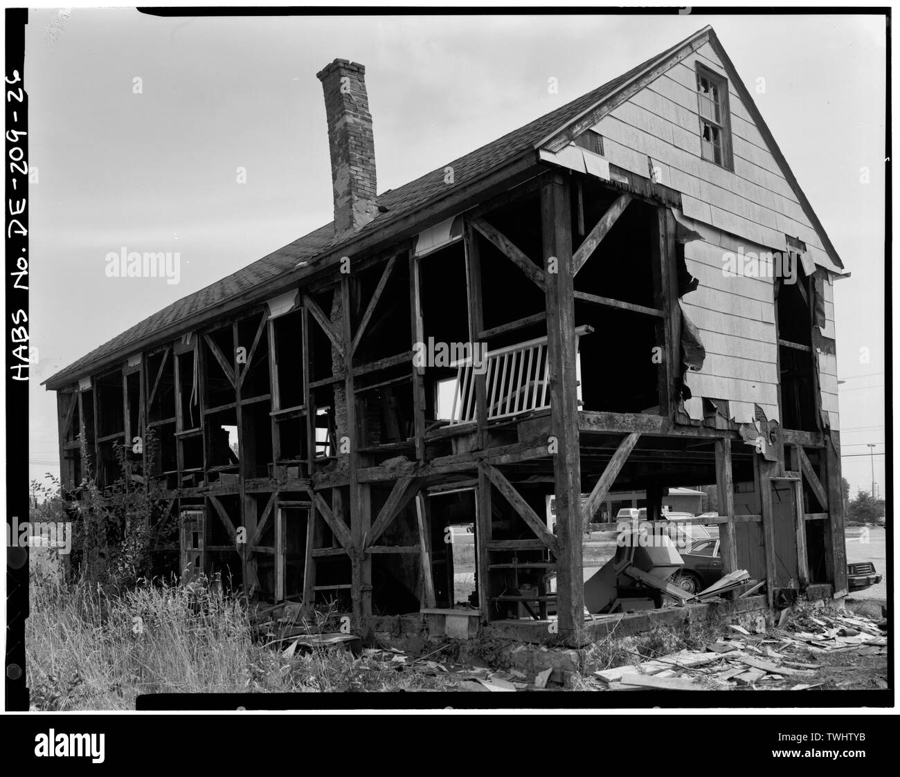 Boutique, L'ossature a révélé au cours de la démolition, AU NORD-OUEST AU SUD-EST À LA PERSPECTIVE - Alexander Wilson Travaux agricoles complexes, Route de comté 4, Cent Pencader, Newark, New Castle Comté, DE Banque D'Images