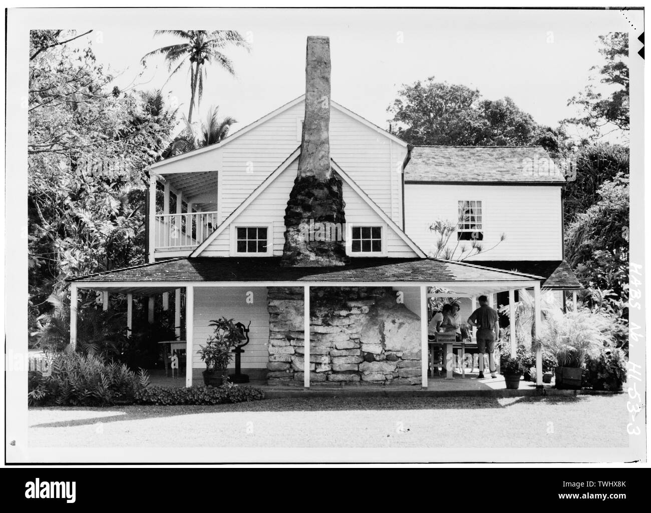 Élévation latérale, cuisine aile - Waioli Mission House, Kauai, la route de ceinture, Hanalei Kauai County, HI Banque D'Images