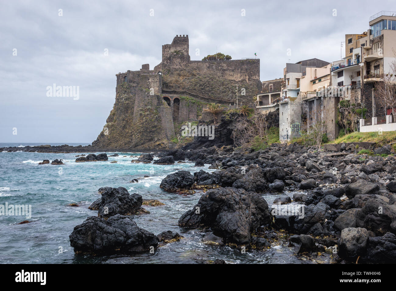 Château Norman en Aci Castello italienne de l'agglomération de la ville de Catania sur l'île de Sicile en Italie Banque D'Images