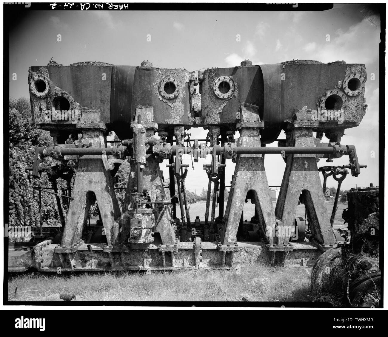 Vue de côté détail - Double-Compound à Sierra Nevada, aux environs d'ancrage d'hydravions, Los Angeles, Los Angeles County, CA Banque D'Images