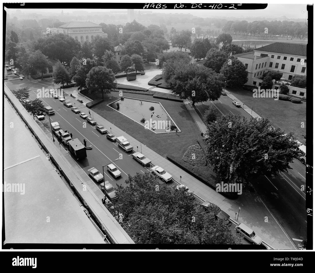 Parc SIMON BOLIVAR, VUE AÉRIENNE (SITUÉ AU SUD DU DÉPARTEMENT DE L'INTÉRIEUR) - Département de l'intérieur, dix-huitième et rues C Northwest, Washington, District of Columbia, DC Banque D'Images