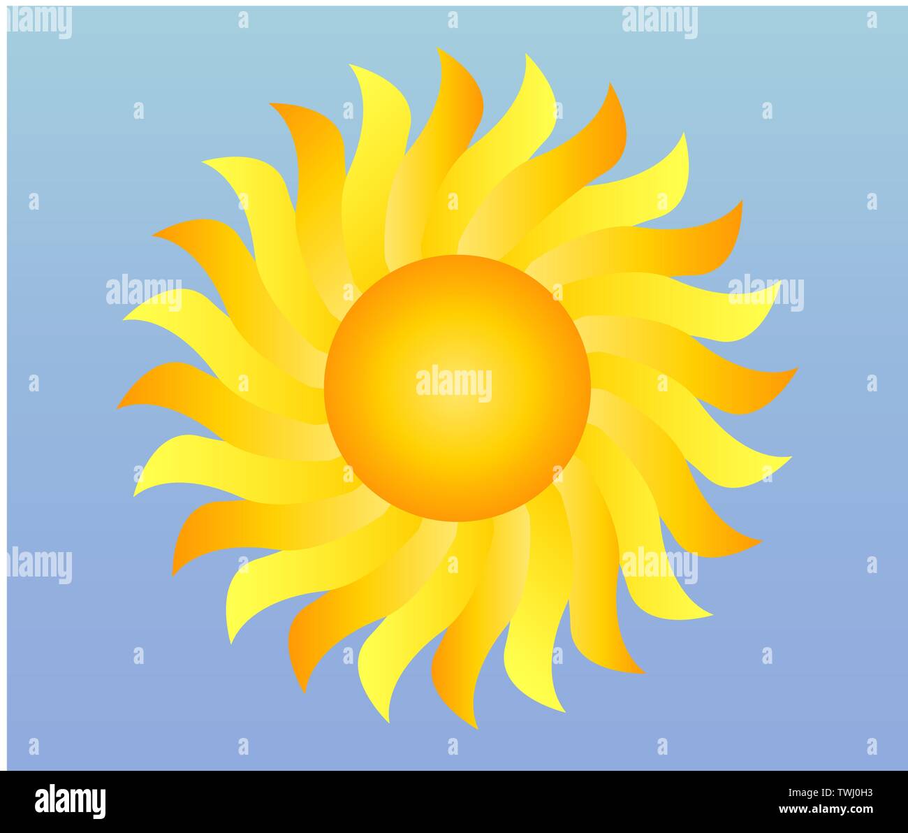Illustration de l'icône météo simple cool - soleil brillant dans le ciel bleu Illustration de Vecteur