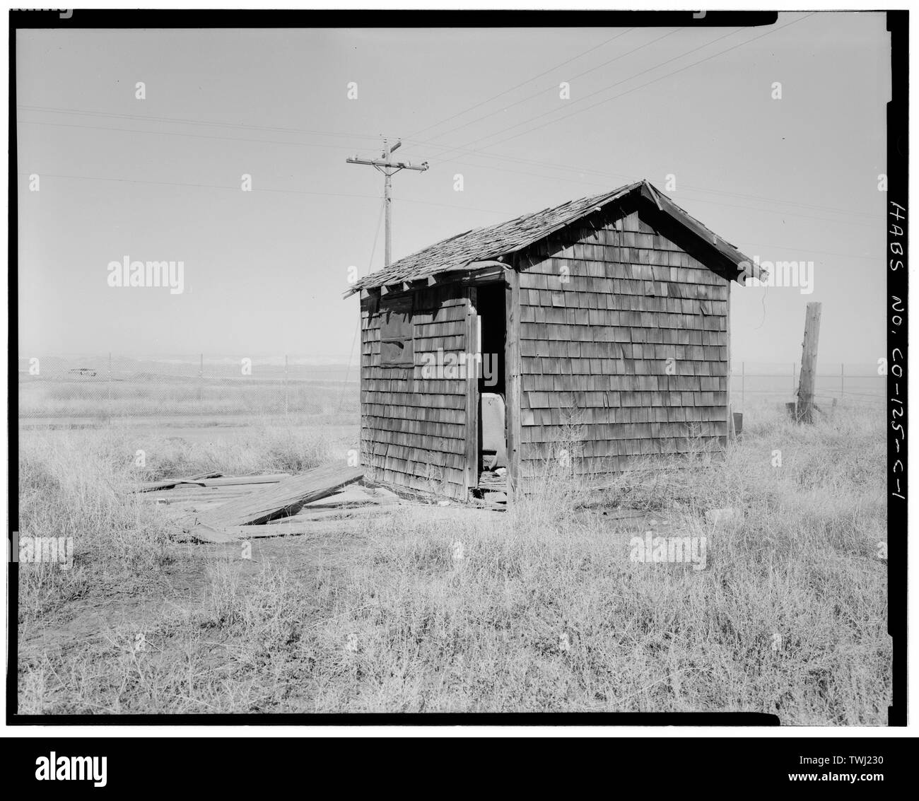 Maison échelle avec l'échelle plate-forme, à l'ouest. - Altman, l'échelle de la ferme, maison côté est de Buckely Road, 0 km au sud de soixante-deuxième Avenue, Denver, comté de Denver, CO Banque D'Images