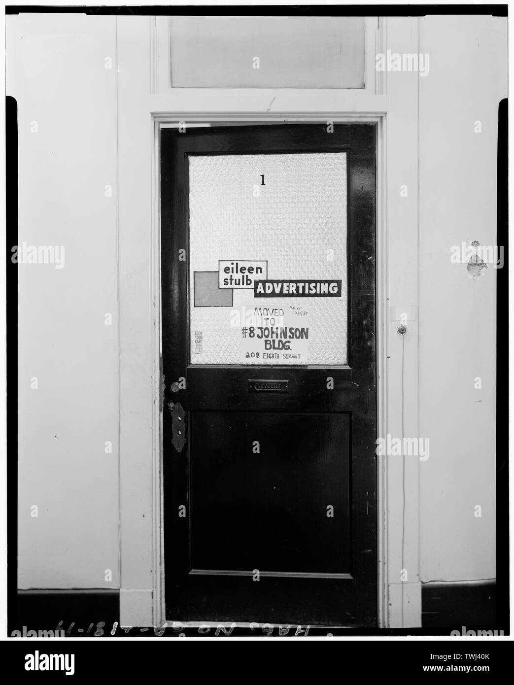 Deuxième étage porte de bureau -1 - Campbell Building, 102-124, 8e rue Augusta, comté de Richmond, GA Banque D'Images