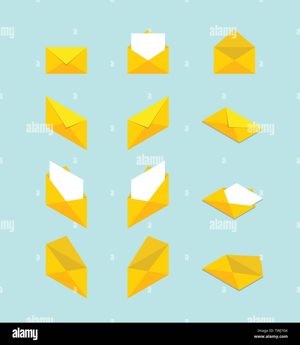 Définir l'enveloppe collection avec divers Forme et style moderne concept isométrique télévision - vector illustration Banque D'Images