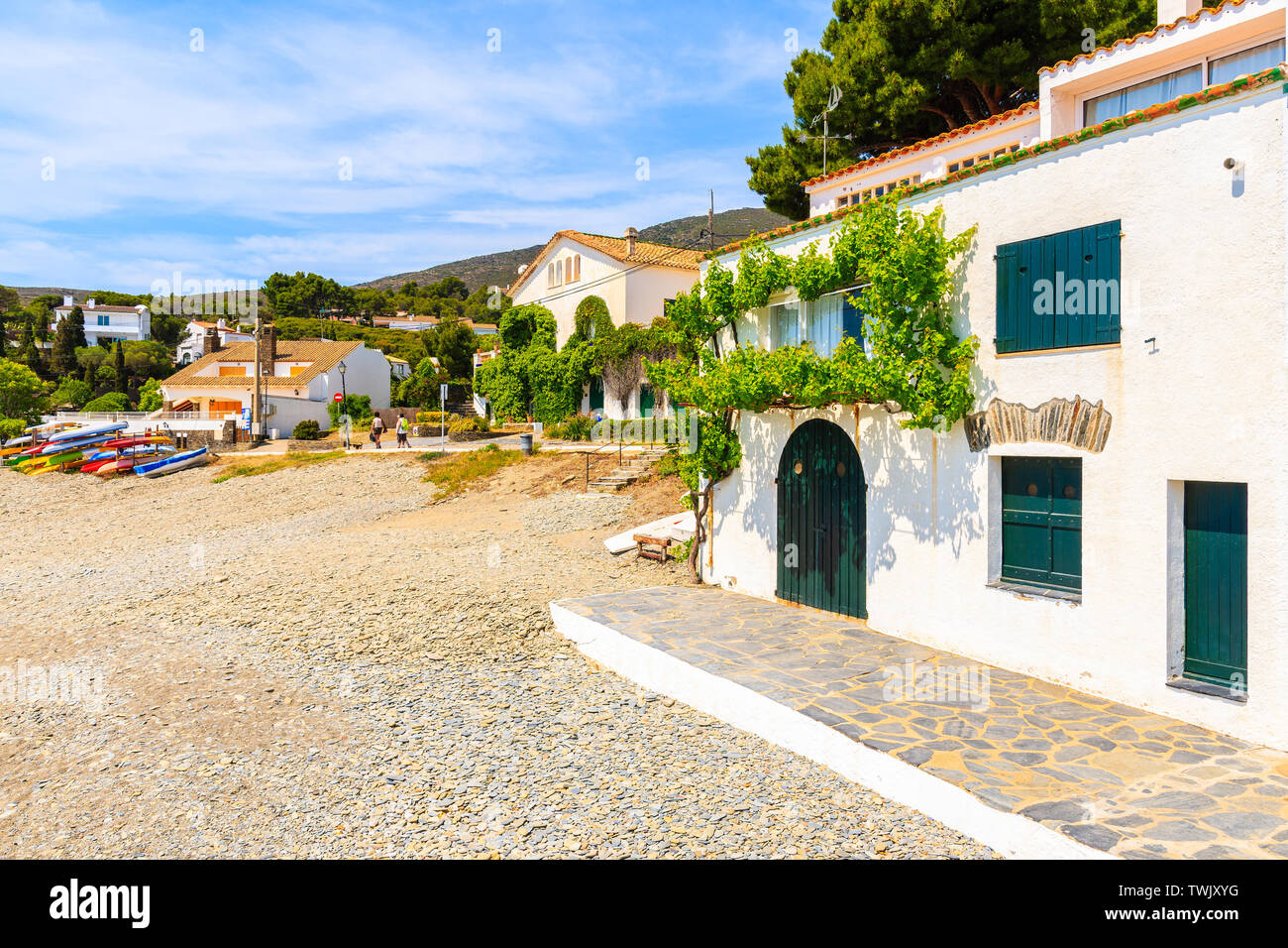 Maisons Blanches à port Cadaques, Costa Brava, Espagne Banque D'Images