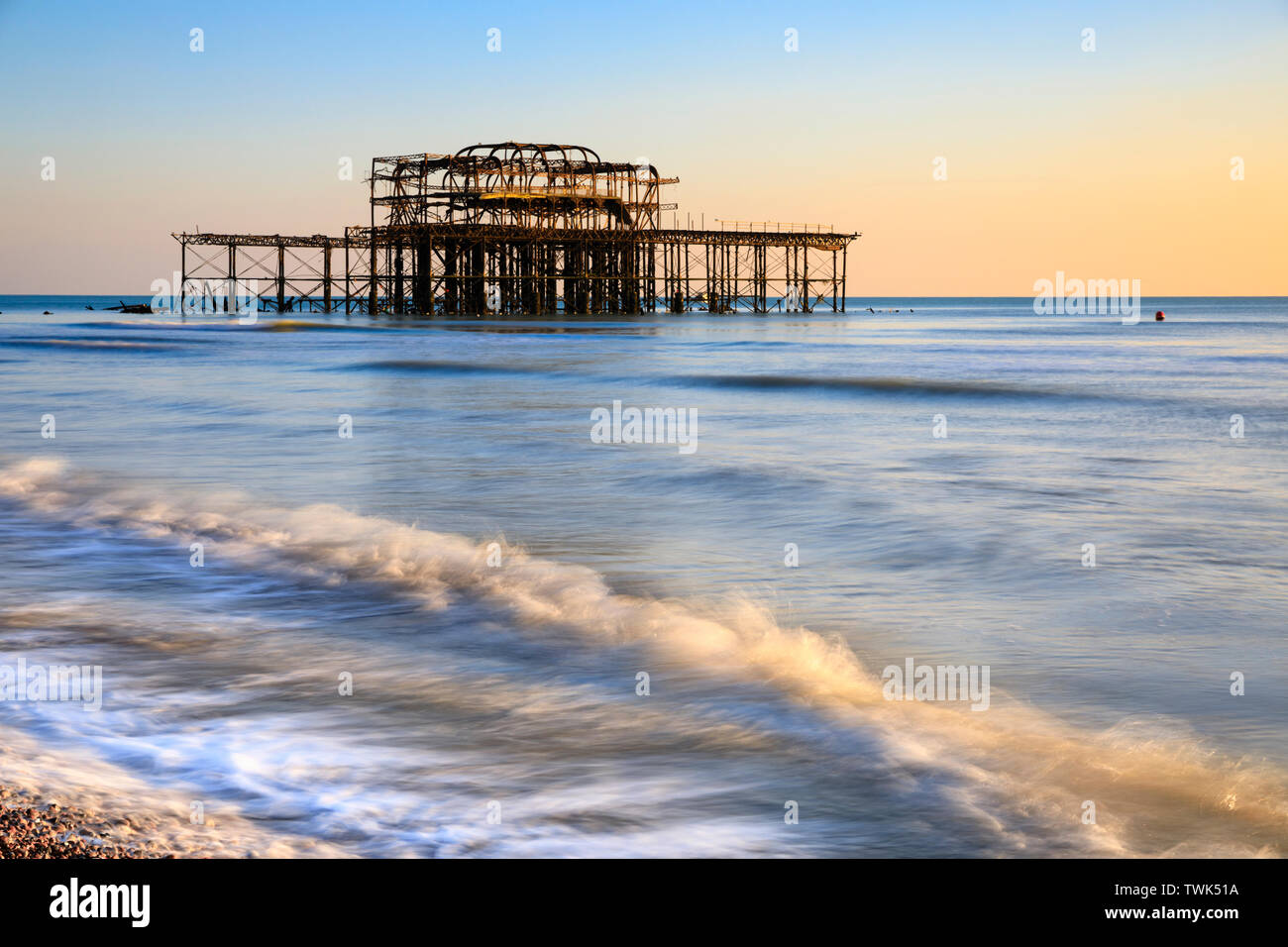 La demeure de Brighton West Pier capturé sur un après-midi en janvier. Banque D'Images