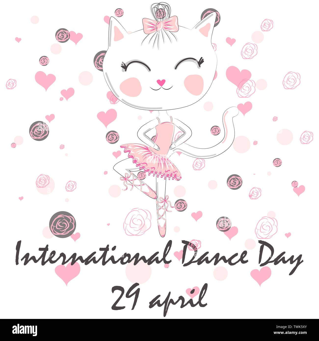 Concept de la Journée internationale de la danse. 29 avril. Cute cat ballet danse Illustration de Vecteur