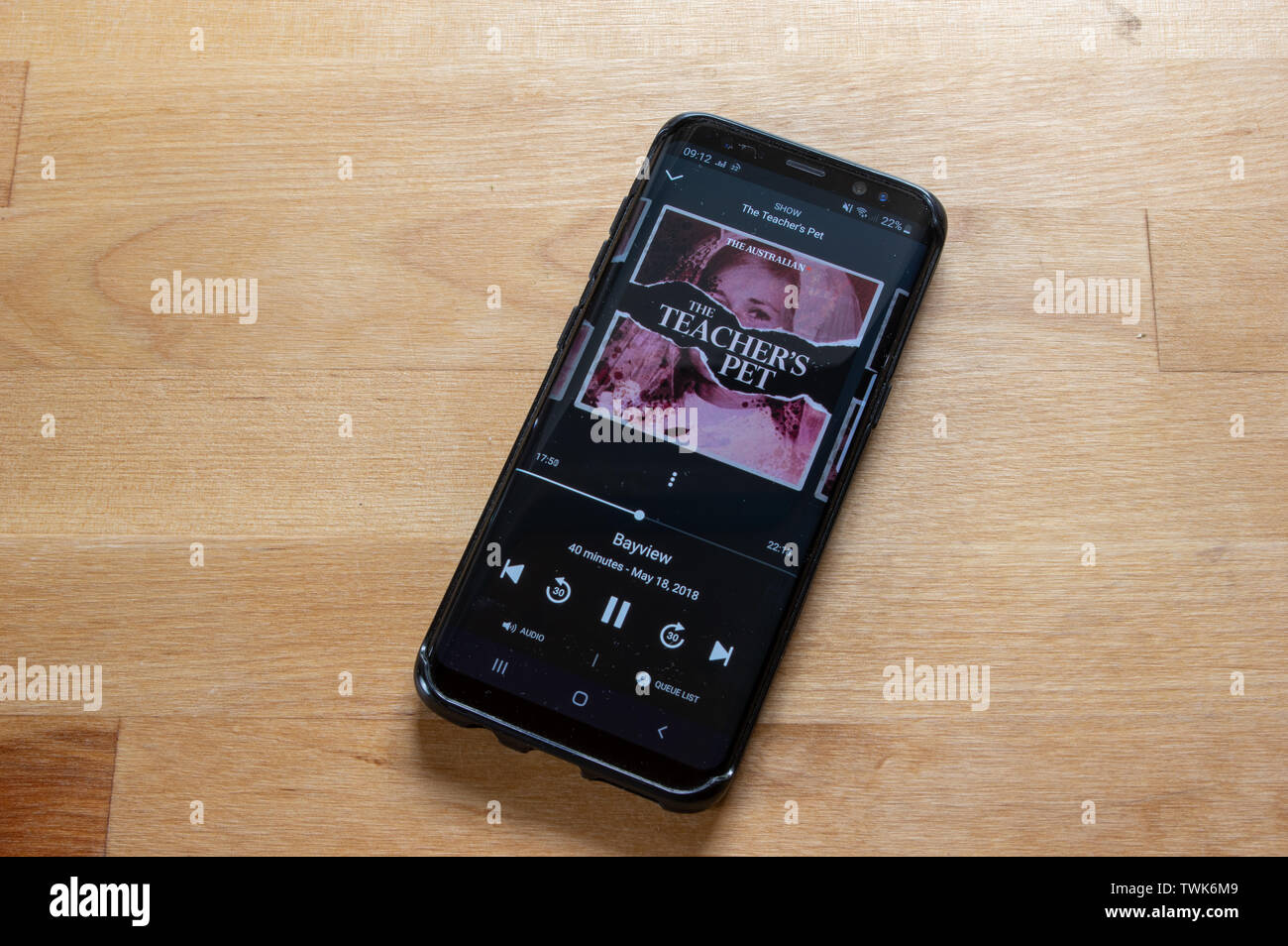 ''Le Teacher's Pet' Podcast par l'Australian sur téléphone Android Banque D'Images