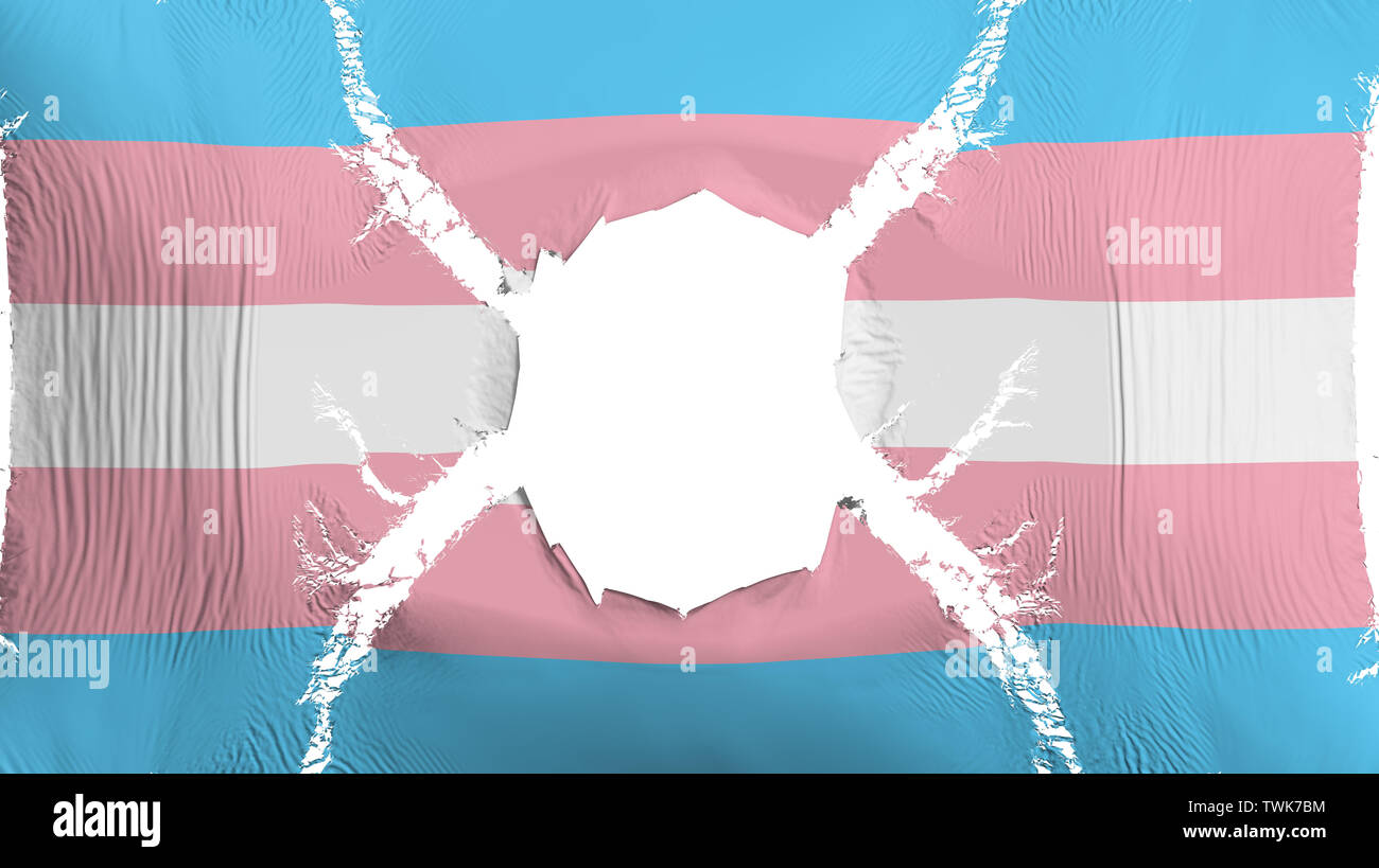 Transgender Pride drapeau avec un trou Banque D'Images
