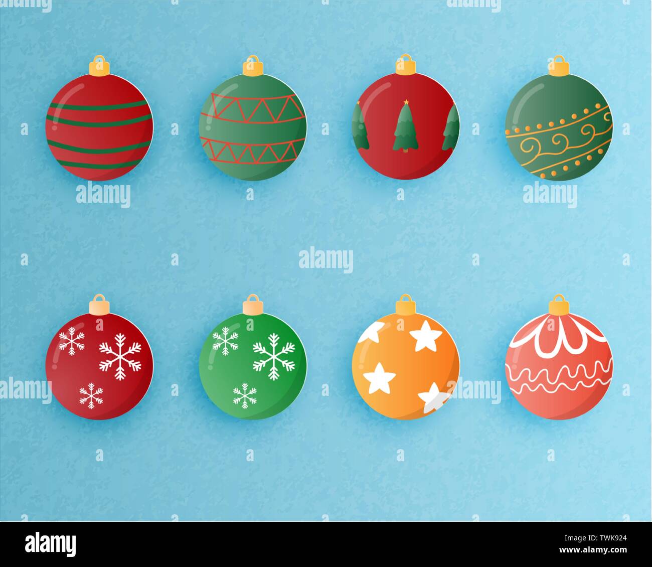 Jeu de boule de Noël la décoration en style coupe papier. Vector illustration. Illustration de Vecteur
