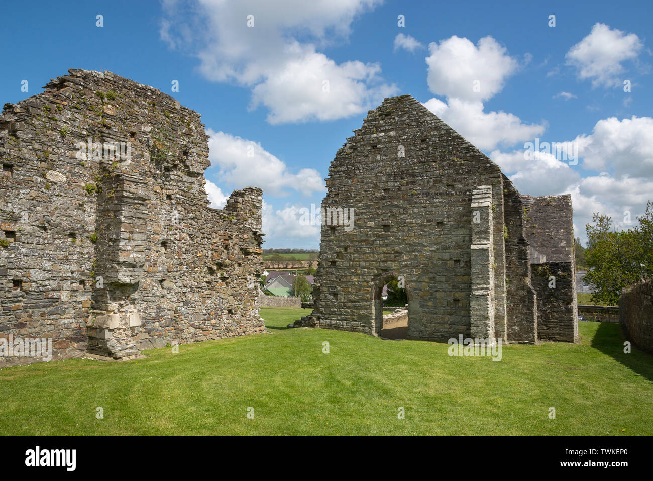 Les ruines de l'abbaye de St Dogmaels près de Cardigan, dans l'ouest du pays de Galles. Banque D'Images