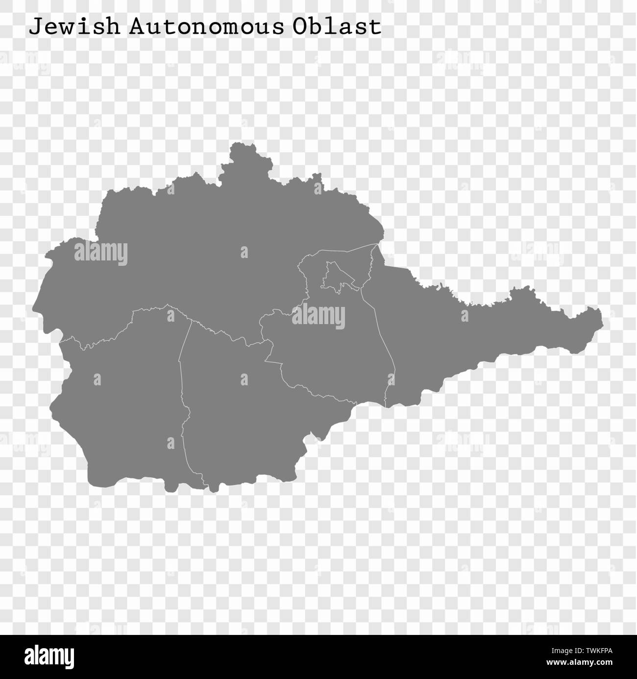 Carte de haute qualité de peuple Juif est une région de la Russie avec des frontières des districts Illustration de Vecteur