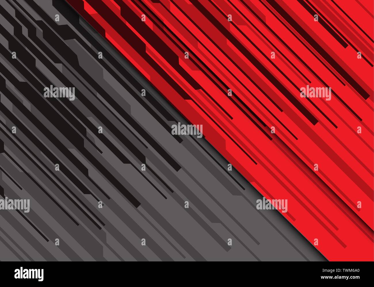 Abstract black line sur le circuit rouge gris moderne design futuristic background vector illustration. Illustration de Vecteur