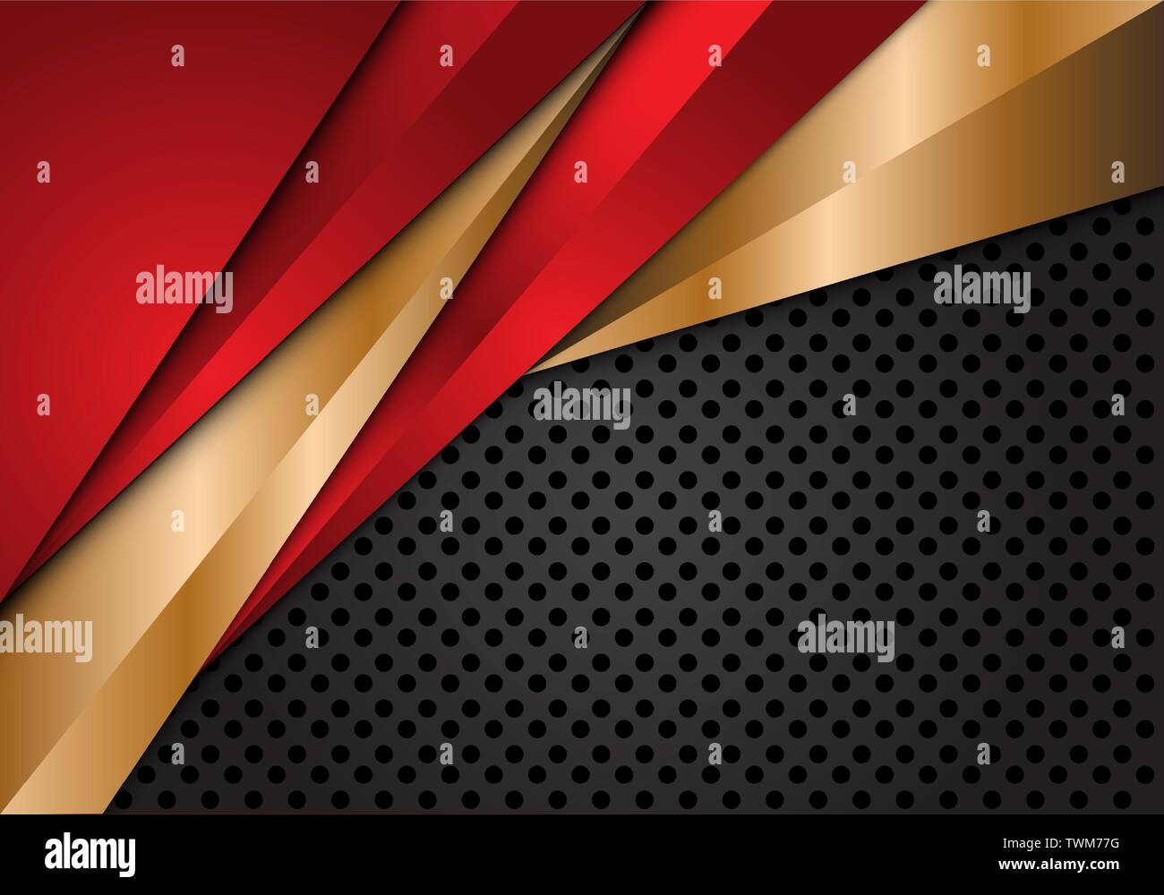 Résumé rouge métallisé or triangle sur cercle gris design maille luxe moderne futuristic background vector illustration. Illustration de Vecteur