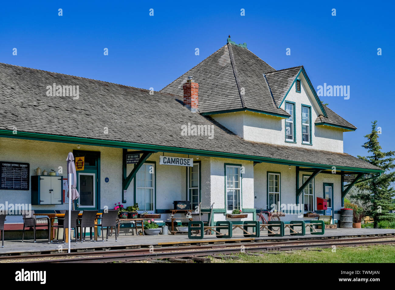 Ancienne station de train, Camrose, Alberta, Canada Banque D'Images