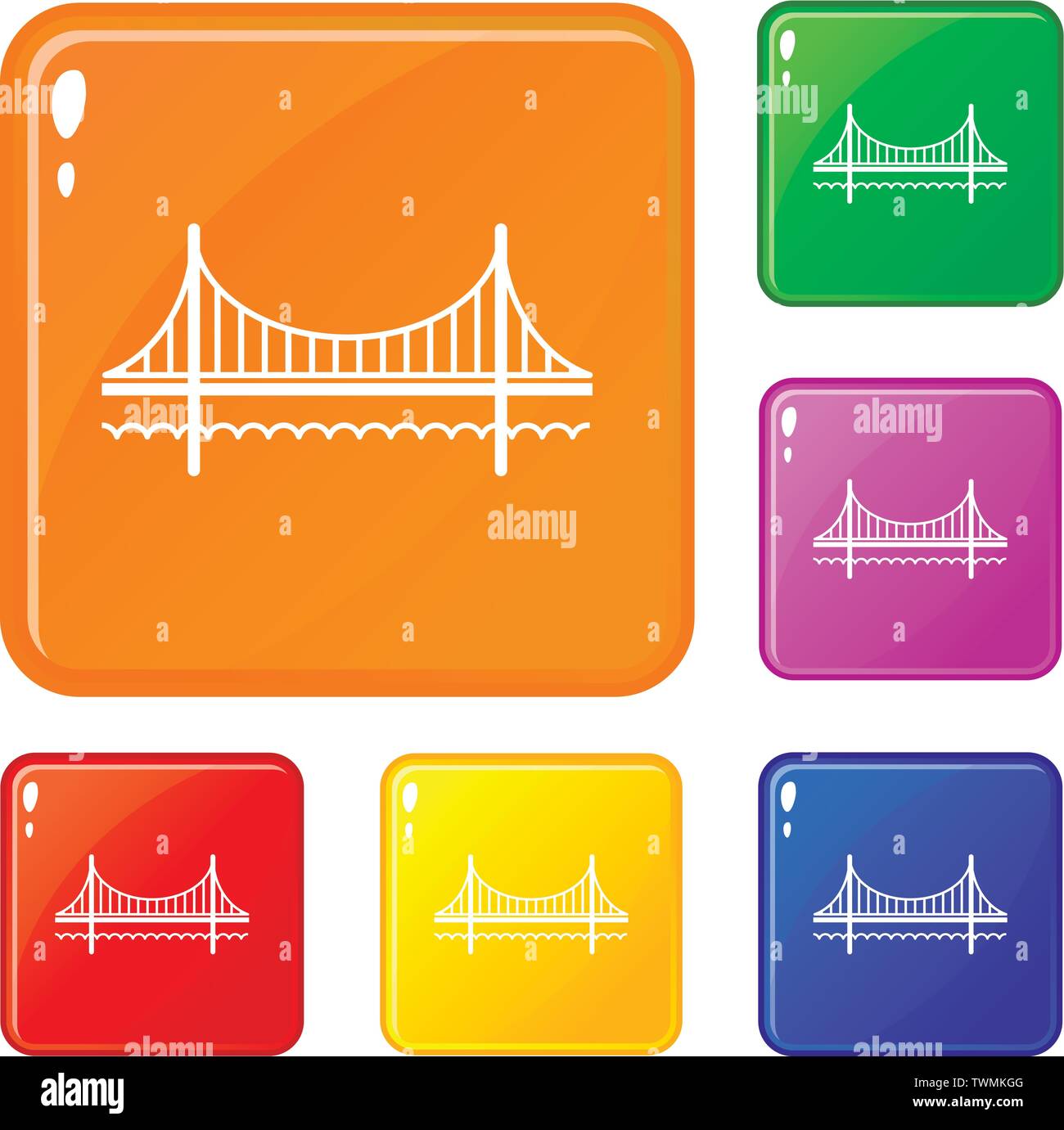 Golden Gate Bridge icons set vector color Illustration de Vecteur