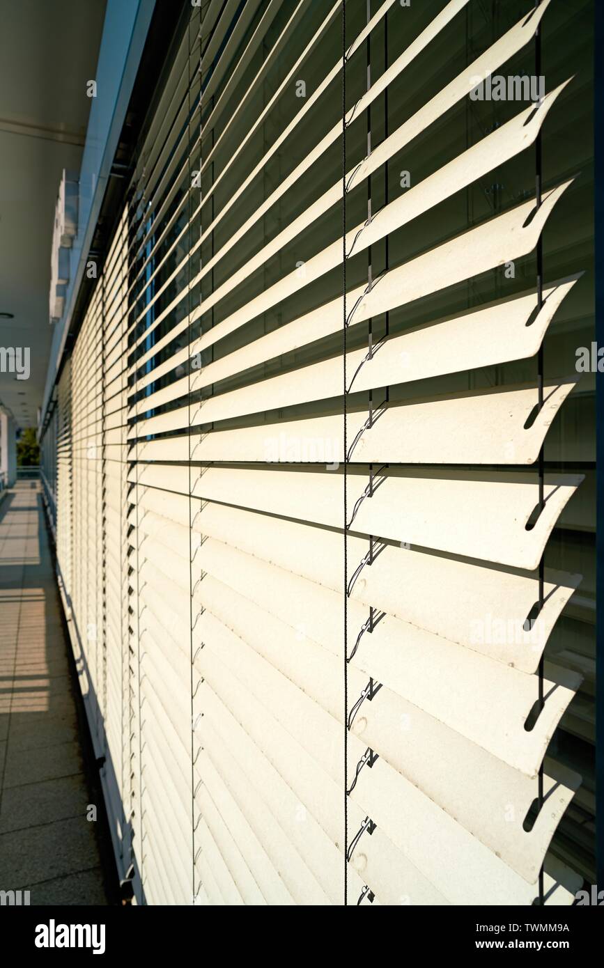 Jalousie comme d'un écran solaire sur la fenêtre d'un immeuble de bureaux à Berlin Banque D'Images