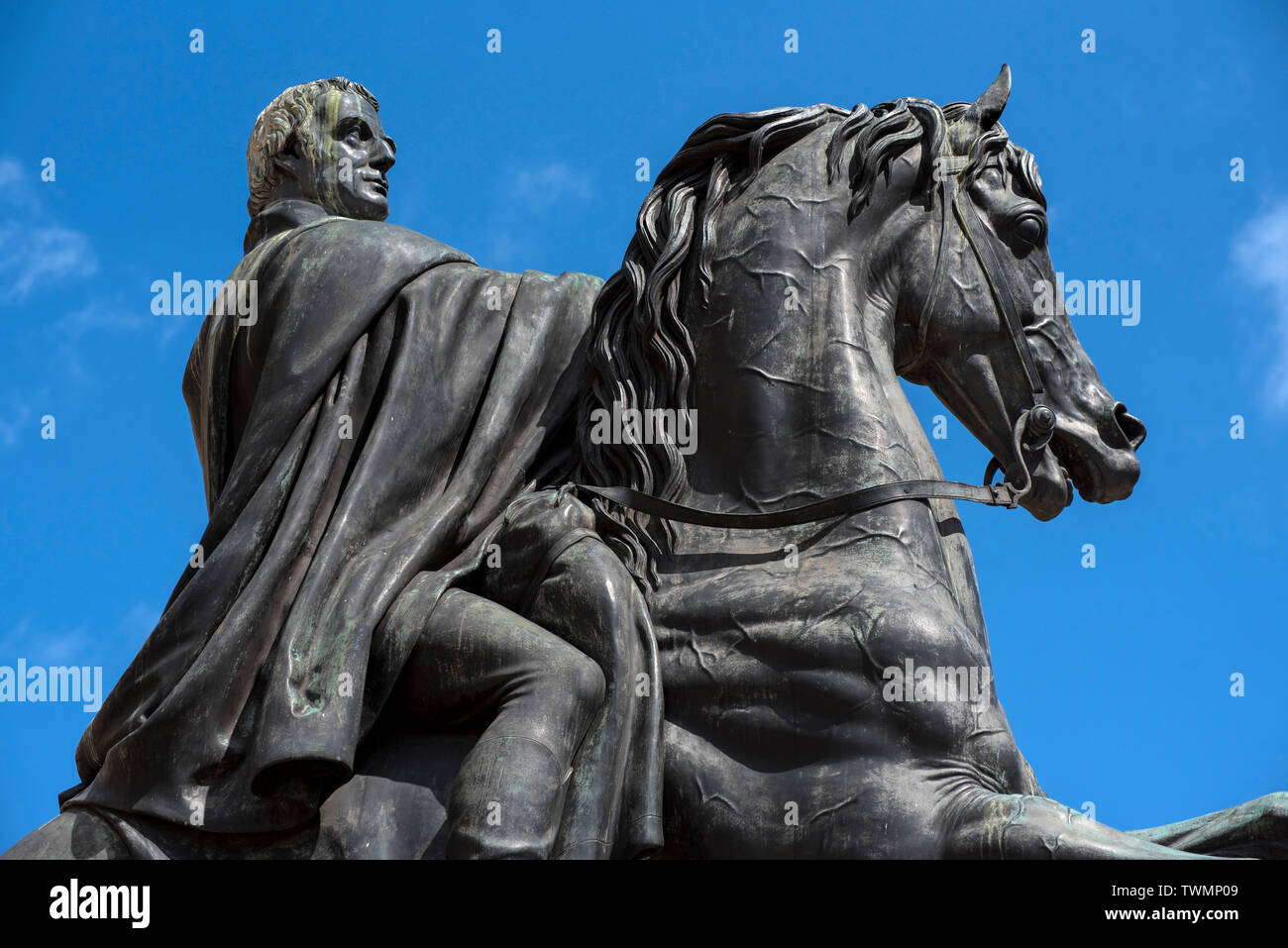 La statue du duc de Wellington à l'extrémité est de Princes Street, Édimbourg, Écosse, Royaume-Uni. Banque D'Images