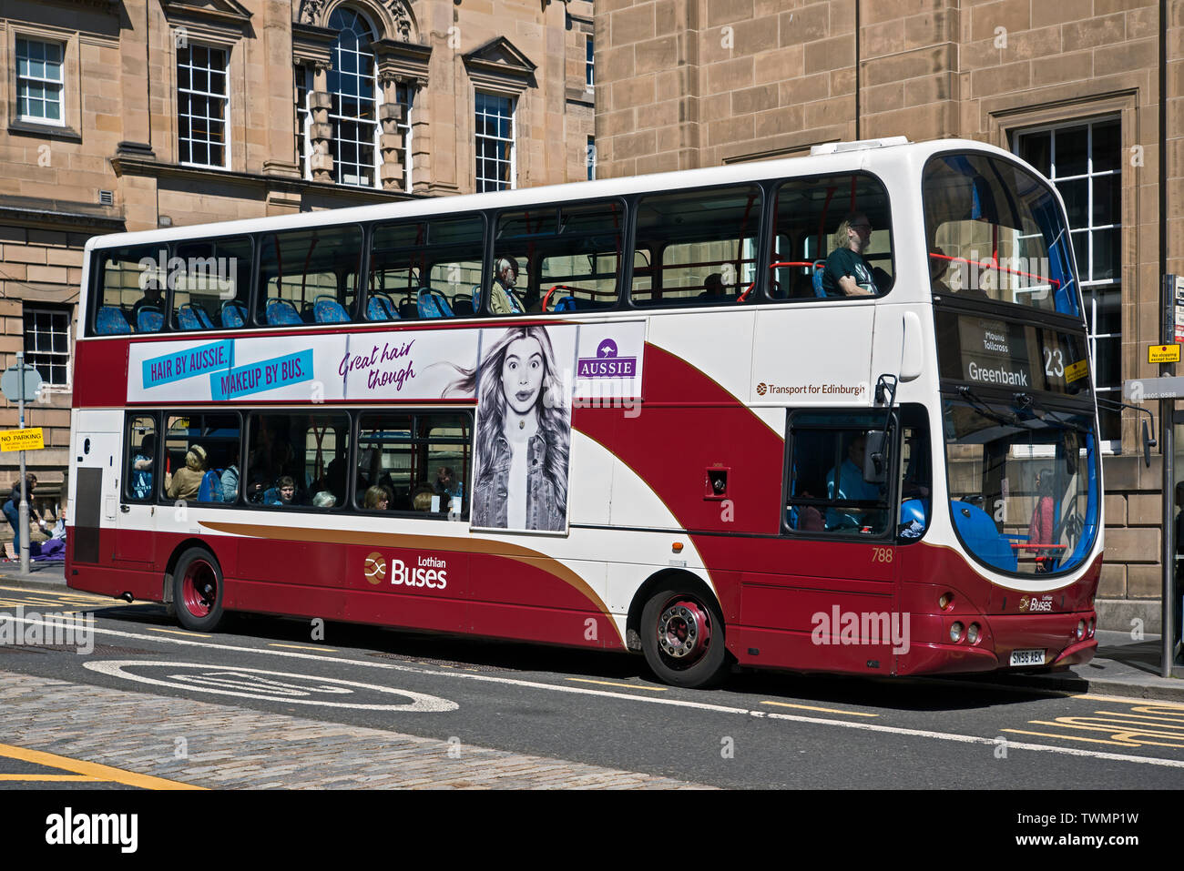 Bus Lothian sur George IV Bridge, Edinburgh, Ecosse, Royaume-Uni. Banque D'Images