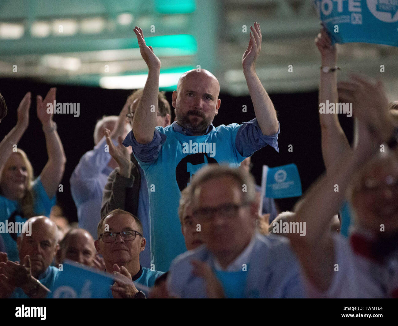 Brexit Partie rallye avec Nigel Farage et Brexit Partie candidats de partout au pays dans les élections européennes, Olympia, Londres avec : Nigel Farage Où : London, Royaume-Uni Quand : 21 mai 2019 Credit : Wheatley/WENN Banque D'Images