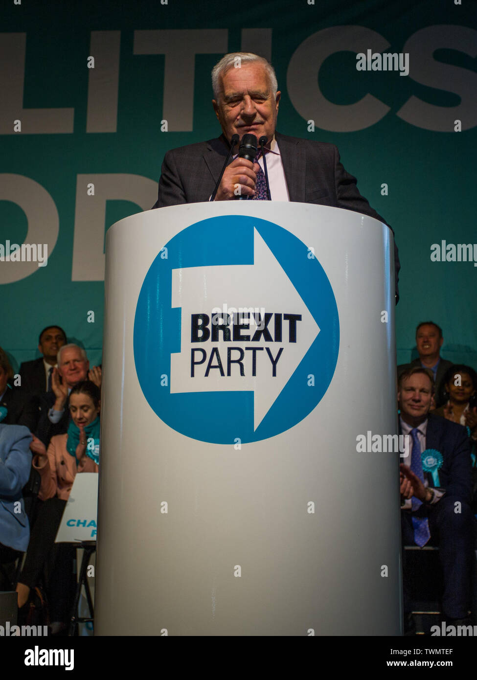 Brexit Partie rallye avec Nigel Farage et Brexit Partie candidats de partout au pays dans les élections européennes, Olympia, Londres comprend : Václav Klaus Où : London, Royaume-Uni Quand : 21 mai 2019 Credit : Wheatley/WENN Banque D'Images