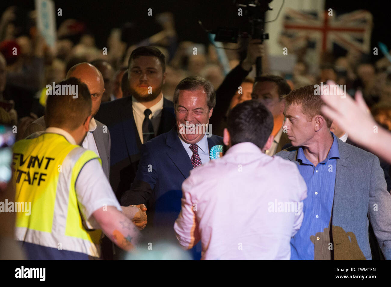 Brexit Partie rallye avec Nigel Farage et Brexit Partie candidats de partout au pays dans les élections européennes, Olympia, Londres avec : Nigel Farage Où : London, Royaume-Uni Quand : 21 mai 2019 Credit : Wheatley/WENN Banque D'Images