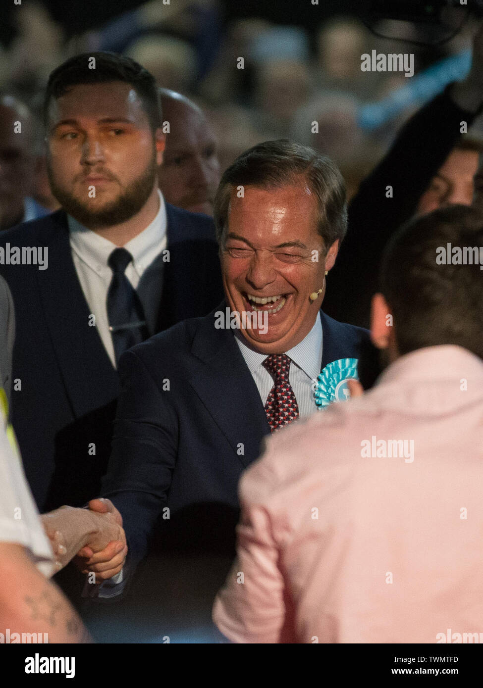 Brexit Partie rallye avec Nigel Farage et Brexit Partie candidats de partout au pays dans les élections européennes, Olympia, Londres avec : Nigel Farage Où : London, Royaume-Uni Quand : 21 mai 2019 Credit : Wheatley/WENN Banque D'Images