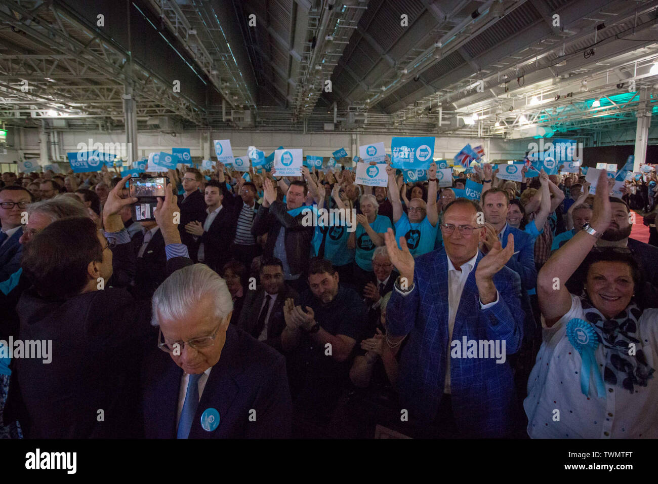 Brexit Partie rallye avec Nigel Farage et Brexit Partie candidats de partout au pays dans les élections européennes, Olympia, Londres avec : Nigel Farage Où : London, Royaume-Uni Quand : 21 mai 2019 Credit : Wheatley/WENN Banque D'Images