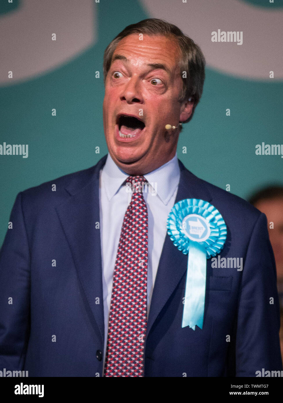 Brexit Partie rallye avec Nigel Farage et Brexit Partie candidats de partout au pays dans les élections européennes, Olympia, Londres avec : Nigel Farage Où : London, Royaume-Uni Quand : 21 mai 2019 Credit : Wheatley/WENN Banque D'Images