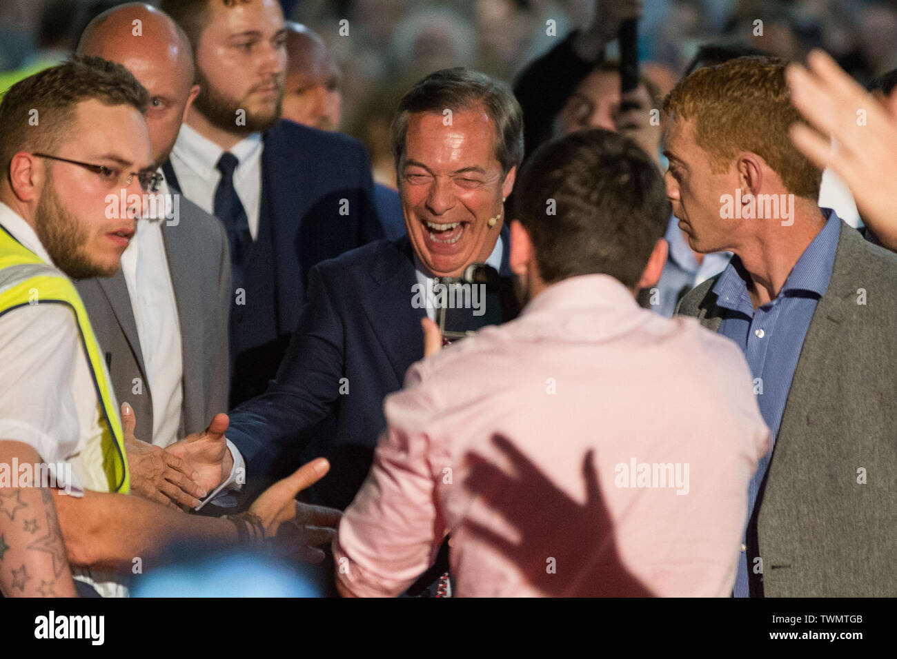 Brexit Partie rallye avec Nigel Farage et Brexit Partie candidats de partout au pays dans les élections européennes, Olympia, Londres avec : Nigel Farage Où : London, Royaume-Uni Quand : 21 mai 2019 Credit : Wheatley/WENN Banque D'Images