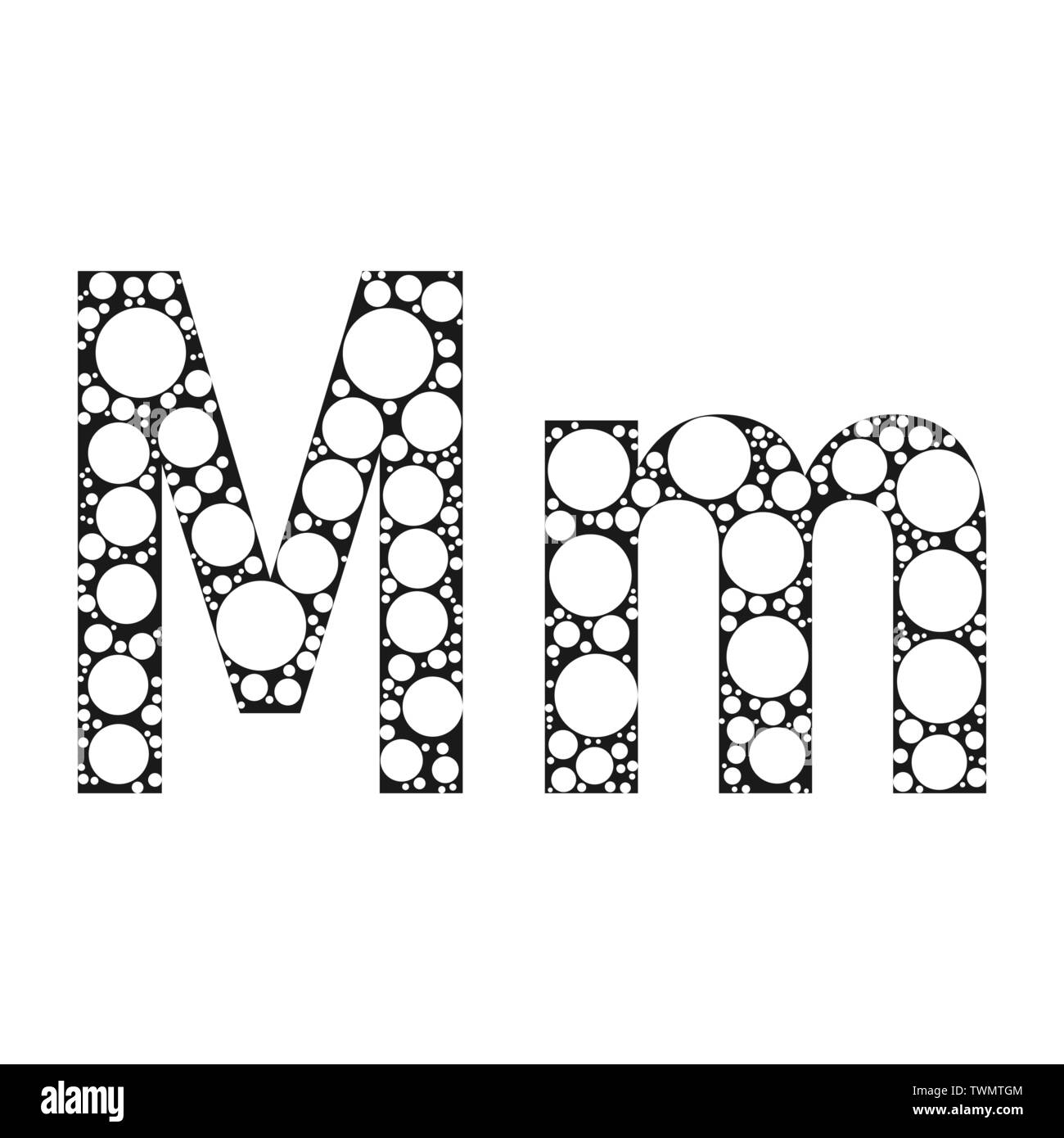 La lettre de l'alphabet en cercles noirs et blancs. Vector font l'illustration. Illustration de Vecteur