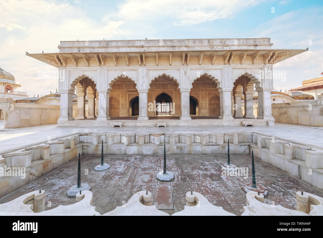 Fort d'agra marbre blanc palais royal connu comme le Musamman Burj. Fort d'Agra est un site du patrimoine mondial de l'Inde à Agra Banque D'Images