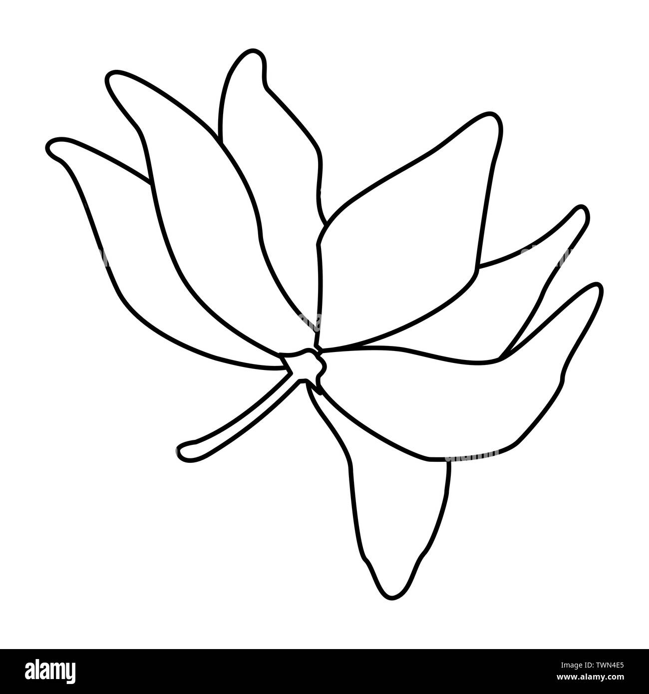 L'icône de fleurs fleur de lotus cartoon en noir et blanc Illustration de Vecteur