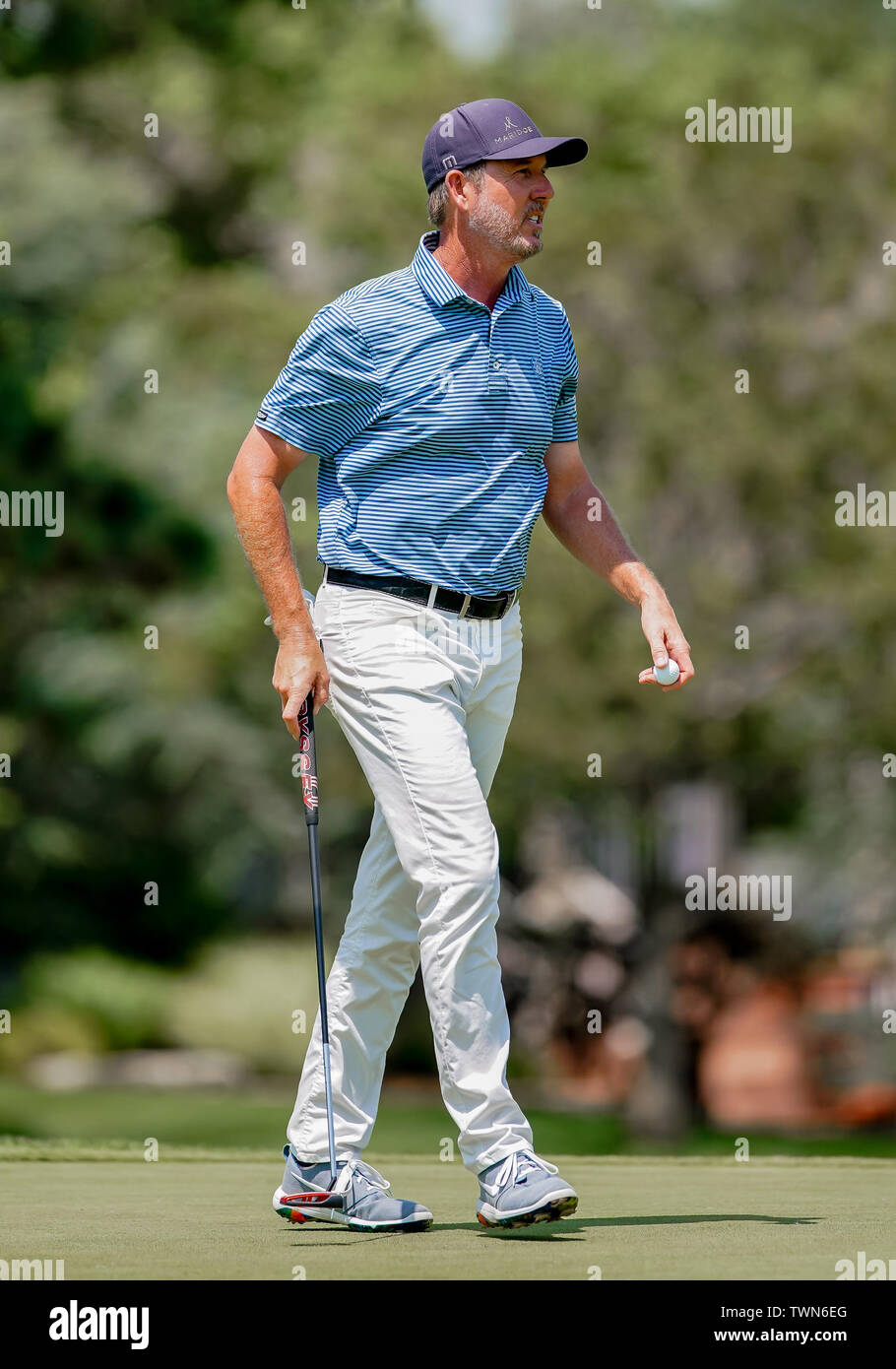 Wichita, KS, États-Unis d'Amérique. 21 Juin, 2019. Paul Stankowski au cours du deuxième tour de l'Open Tour Web.com Wichita de Wichita à l'appui des jeunes du tournoi de golf à Crestview Country Club à Wichita, KS. Siegel gris/CSM/Alamy Live News Banque D'Images