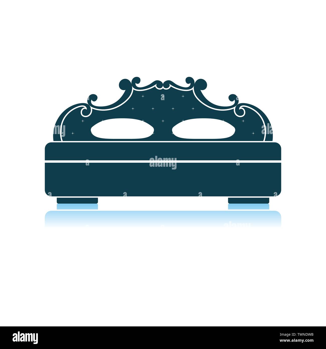 Lit king-size. Reflet de l'ombre. Vector Illustration. Illustration de Vecteur