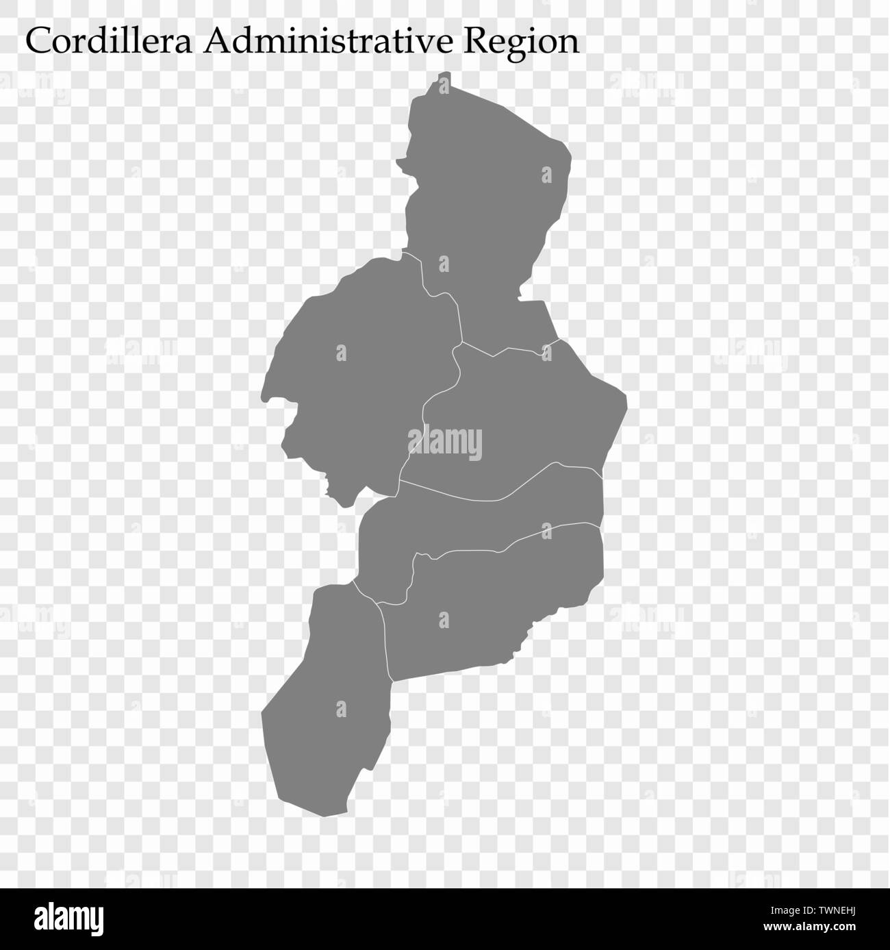 Carte de haute qualité de la Région administrative de la Cordillère est une région des Philippines, et les frontières des provinces Illustration de Vecteur Carte de haute qualité de la Région administrative de la Cordillère est une région des Philippines, et les frontières des provinces Illustration de Vecteur